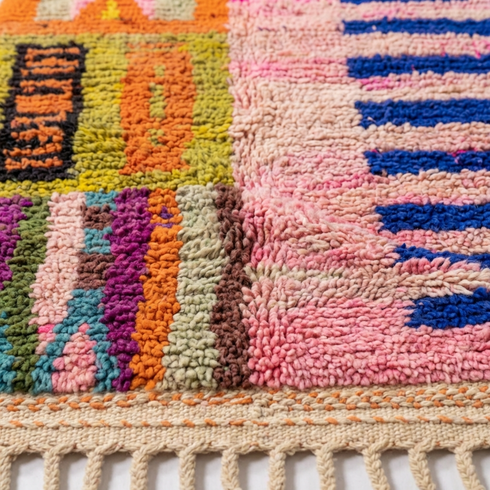Vibrant Colorful Boujaad Rug - Bohemian Geometric Living Room Decor