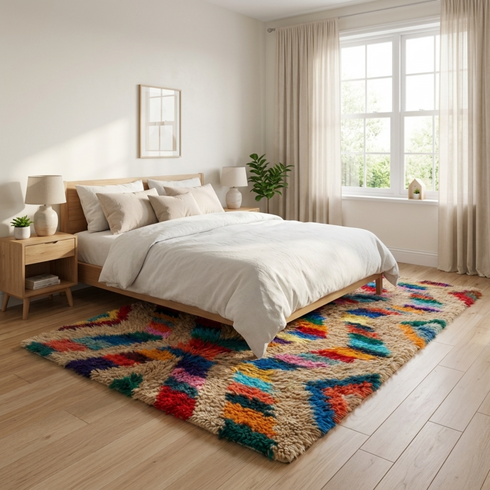 Moroccan Kilim Rug – Multicolor Flatweave Diamond Wool Rug