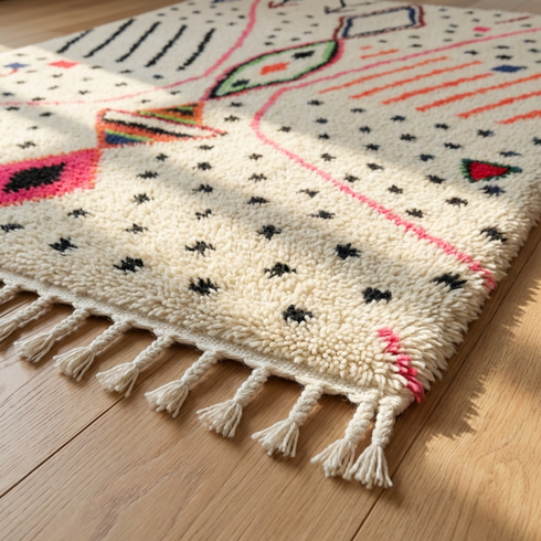 Vibrant Moroccan Rug - Handmade Neon Tribal Rug