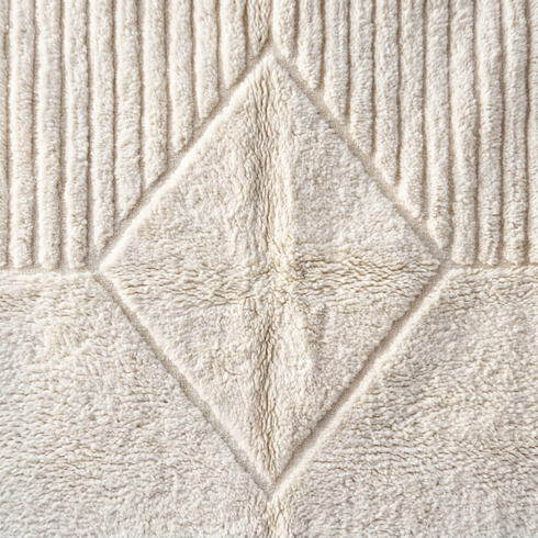 Authentic Beni Ourain Rug – High Pile Plush Wool Moroccan Area Rug for Modern Scandinavian Living Room Decor