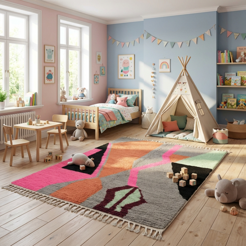 Pink moroccan rug - Moroccan Boujaad Handmade Rug