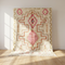 Handmade Azilal Rug - Shaggy Natural Wool - Vibrant Boho Living Room Decor - Pink Geometric Pattern