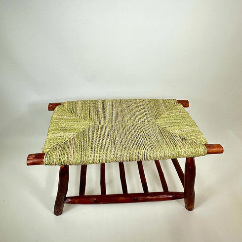 Handwoven Palm Leaf Bench - Moroccan Boho Seating