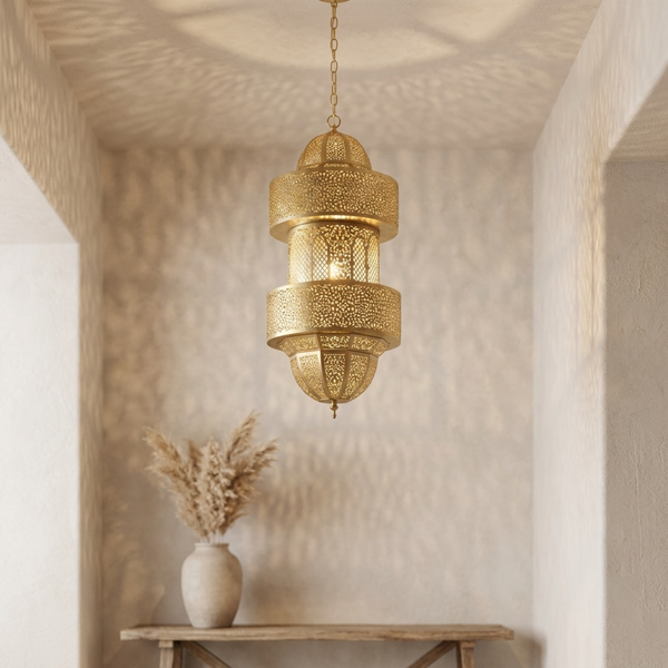 Brass Pendant Light – Moroccan Dome Geometric