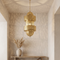Authentic Handmade Moroccan Lamp – Gold Brass Multi-Tiered Pendant Light with Intricate Filigree Design for Living Room Decor