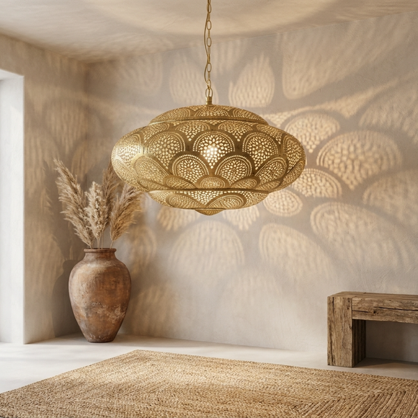 Globe Moroccan Pendant Light – Brass Scalloped Lamp