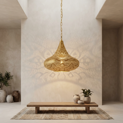 Boho Bedroom Mood Lighting - Filigree Teardrop Design