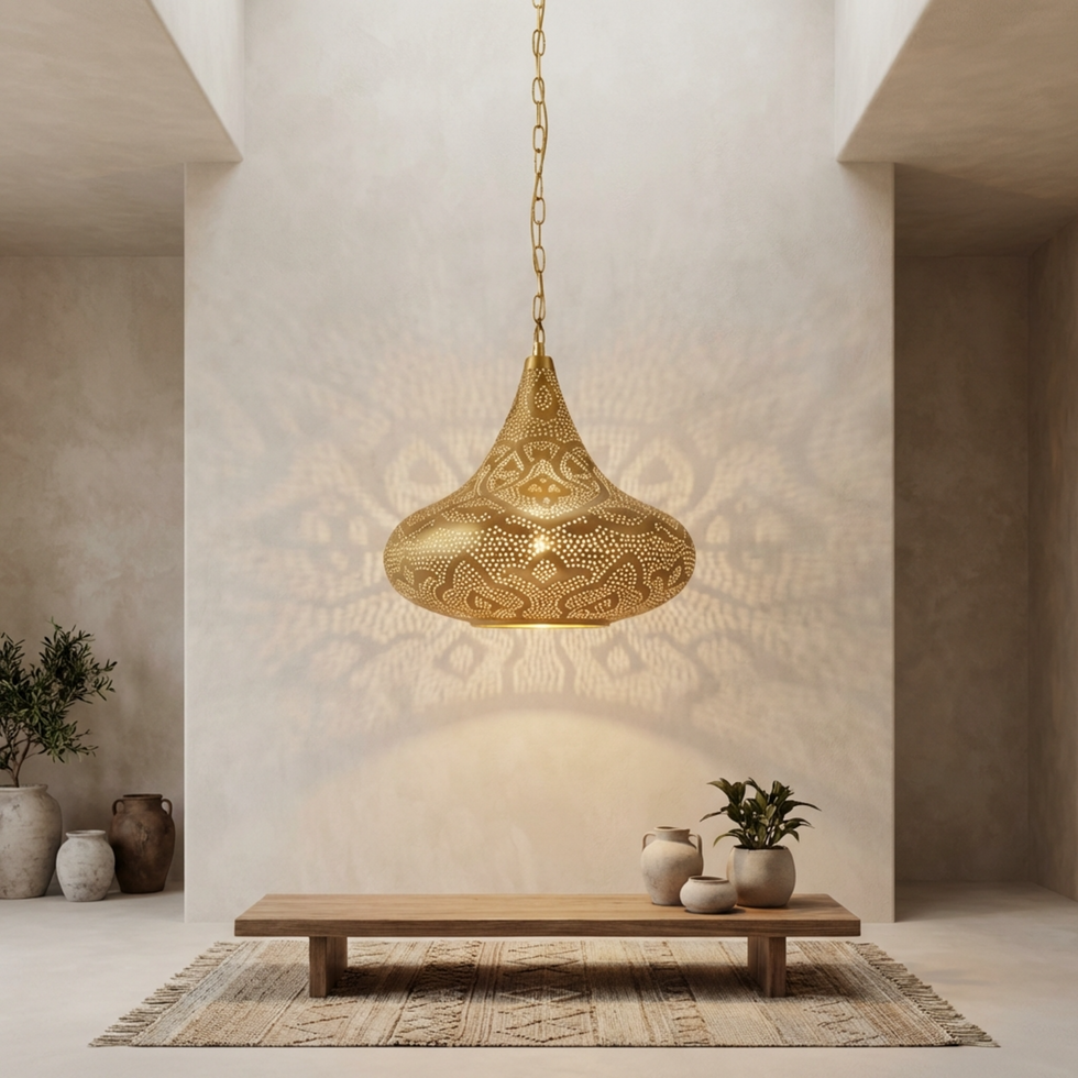 Moroccan Ceiling Light – Teardrop Star Brass Lamp