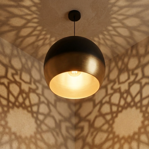 Moroccan Pendant Light – Dome Openwork Brass Lamp Kitchen