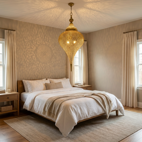 Brass Ceiling Light – Moroccan Dome Openwork