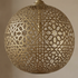 Authentic Handmade Moroccan Lamp – Gold Brass Globe Pendant Light for Elegant Living Room Statement Lighting