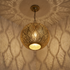 Authentic Moroccan Hanging Lamp – Hand-Hammered Brass Globe Pendant Light for Boho Bedroom Mood Lighting