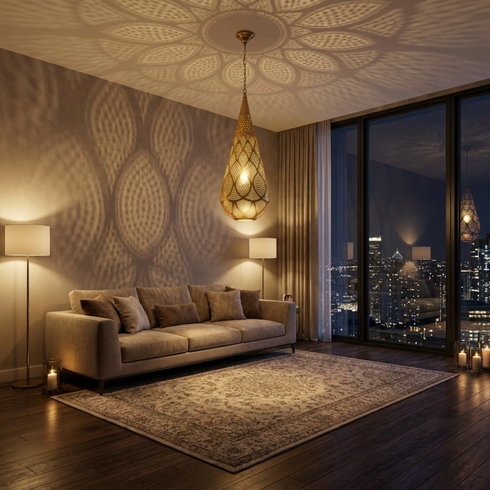Handmade Moroccan Chandelier – Brass Dome Openwork