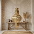Handmade Moroccan Lamp - Gold Brass Pendant - Living Room Statement Lamp