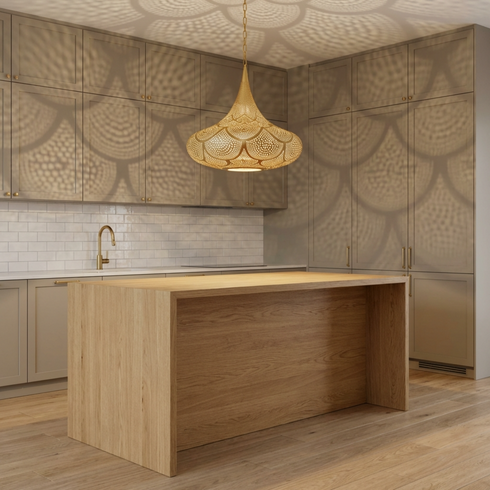 Boho Living Room Statement Lamp - Teardrop Silhouette