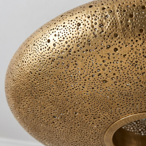 Authentic Handmade Moroccan Lamp – Gold Perforated Brass Ceiling Pendant Light for Living Room Statement Lighting
