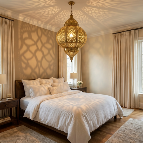 Filigree Brass Moroccan Lantern