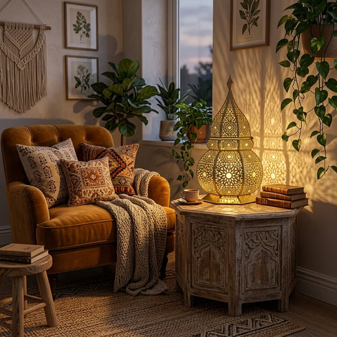 Filigree Moroccan Pendant Light – Brass Openwork Lamp Statement Light
