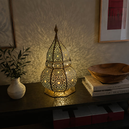 Filigree Moroccan Pendant Light – Brass Openwork Lamp Statement Light