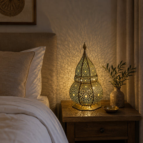 Filigree Moroccan Pendant Light – Brass Openwork Lamp Statement Light