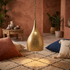 Gold Brass Teardrop Pendant Light – Decorative Shadow Casting Lamp for Kitchen Island Lighting