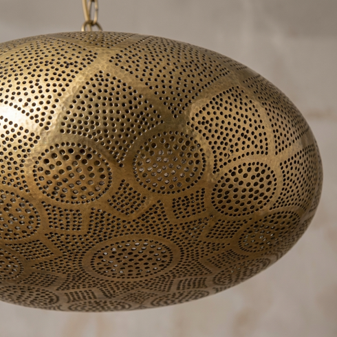 Brass Pendant Light – Moroccan Geometric Perforated