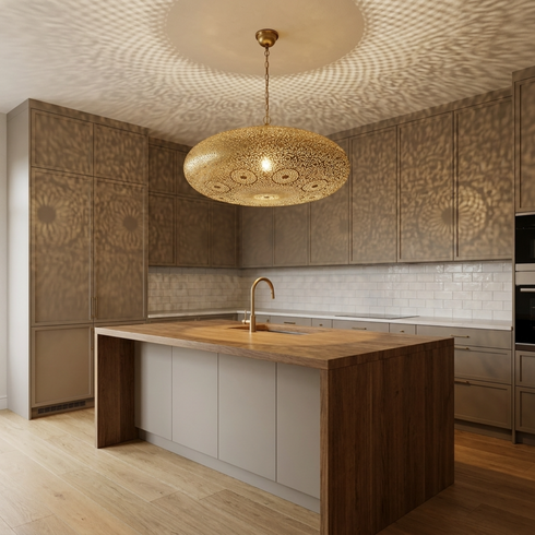 Moroccan Pendant Light – Brass Filigree Handmade