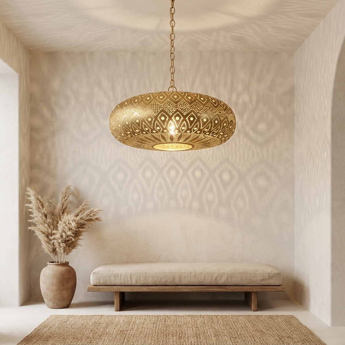 Moroccan Chandelier – Globe Brass Shadow-Casting Lamp