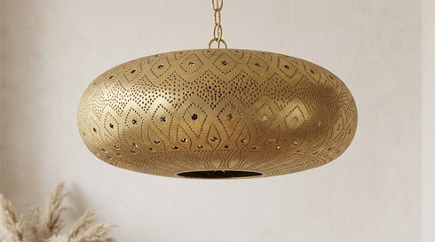 Moroccan Chandelier – Globe Brass Shadow-Casting Lamp
