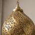 Authentic Handmade Moroccan Lamp – Gold Brass Teardrop Pendant with Intricate Shadow Casting Boho Design