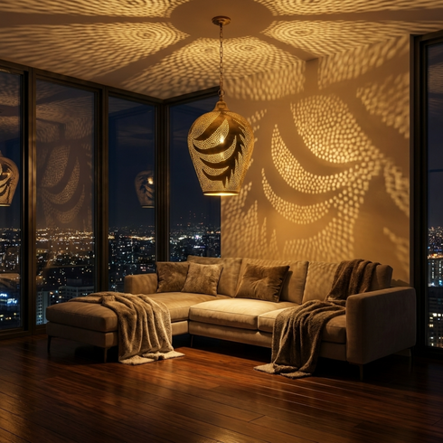 Brass Pendant Light – Moroccan Pierced Openwork