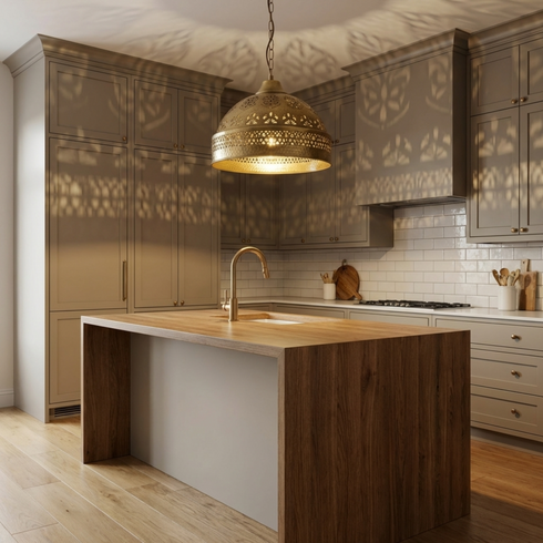 Handmade Brass Dome Pendant Lamp - Kitchen Island Lighting (pl-2011)