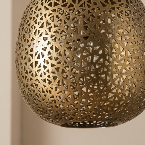 Moroccan Globe Pendant Lamp – Gold Brass Hanging Light for Kitchen Island & Boho Interiors