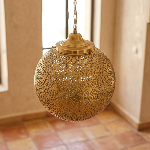 Filigree Brass Moroccan Chandelier
