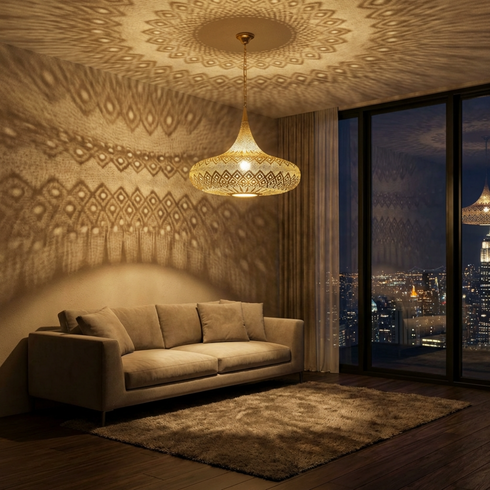 Handmade Moroccan Lamp - Shadow Casting Bedroom Mood Lighting