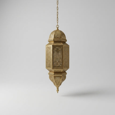 Geometric Brass Moroccan Lantern