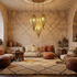 Authentic Custom Brass Chandelier – Gold Hand-Hammered Triple Teardrop Pendant Light for Boho Bedroom Mood Lighting