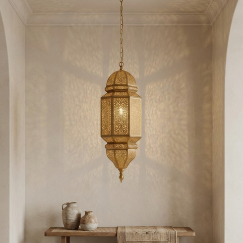 Handmade Moroccan Brass Pendant Lamp Bohemian Riad Lantern (pl-2023)