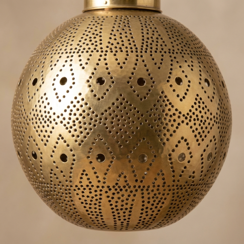 Moroccan Pendant Light – Filigree Openwork Brass Lamp Bedroom