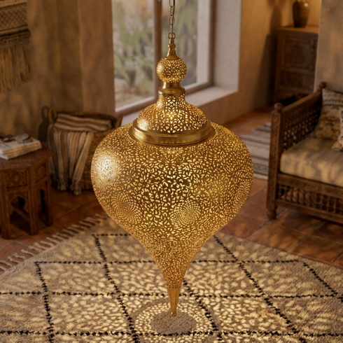 Brass Ceiling Light – Moroccan Dome Openwork