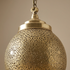 Authentic Solid Brass Globe Lamp – Hand-Hammered Moroccan Hanging Pendant Light with Intricate Filigree Design