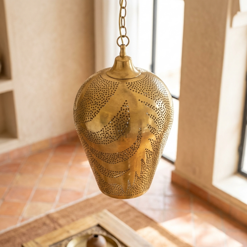 Brass Pendant Light – Moroccan Pierced Openwork