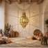 Filigree Moroccan Chandelier – Brass Openwork Lamp Statement Light