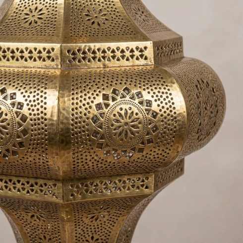 Moroccan Ceiling Light – Filigree Brass Openwork Lamp