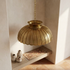 Authentic Handmade Moroccan Lamp – Gold Brass Dining Room Chandelier with Intricate Perforated Shadow Casting Design