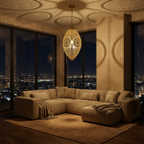 Moroccan Chandelier – Brass Dome Statement Light