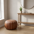 Handmade Moroccan Pouf - Brown Genuine Leather - Boho Chic Living Room Footrest