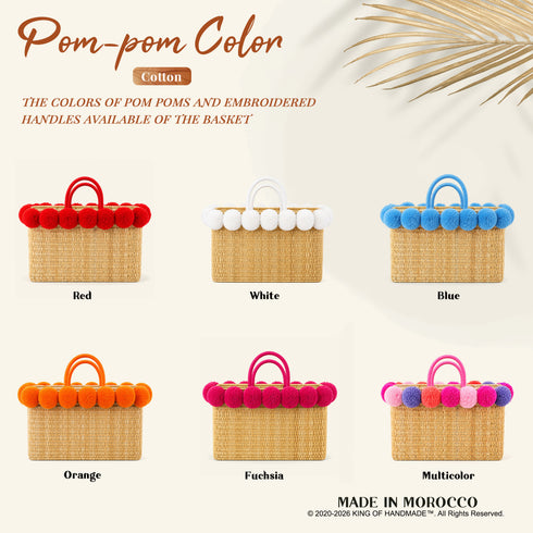 Pom Pom Wicker Beach Bag | Moroccan Bachelorette Tote