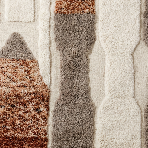 Authentic Moroccan Rug – High Pile Natural Wool Area Rug with Modern Abstract Pattern for Boho Living Room Decor