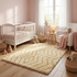 Modern Moroccan Berber Rug – Soft High Pile Wool Rug with Geometric Yellow Pattern